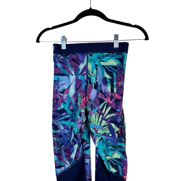 Nike Pro Cropped Leggings Womens Small Floral Tropical Hawaiian Workout Abstract - Picture 7 of 8